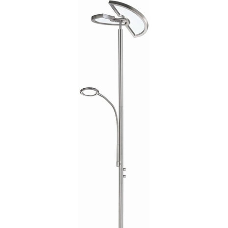 HLW LED LED Vloerlamp Trion Spat 20W + 3W - Dimbaar, Aanpasbare Kleur & Mat Chroom