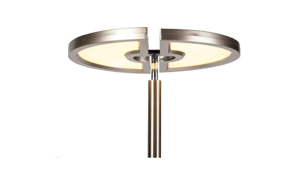 HLW LED LED Vloerlamp Trion Spat 20W + 3W - Dimbaar, Aanpasbare Kleur & Mat Chroom