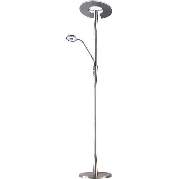 HLW LED Dimbare LED Vloerlamp Trion Qubico 34W - Mat Nikkel, 2-lichts, Aanpasbare Kleur