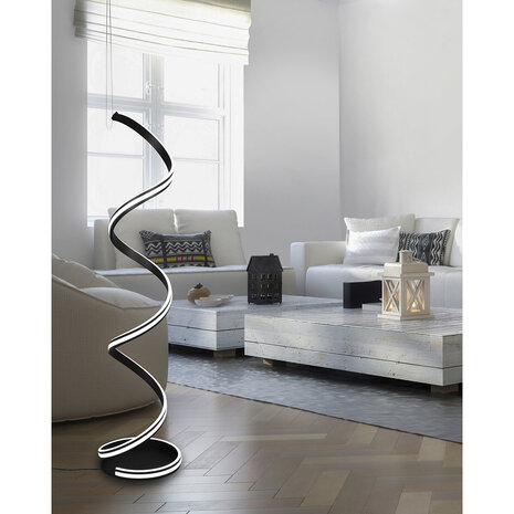 HLW LED Trion Sunico 34W Dimbare LED Vloerlamp - Mat Zwart, Aanpasbare Kleur & Aluminium