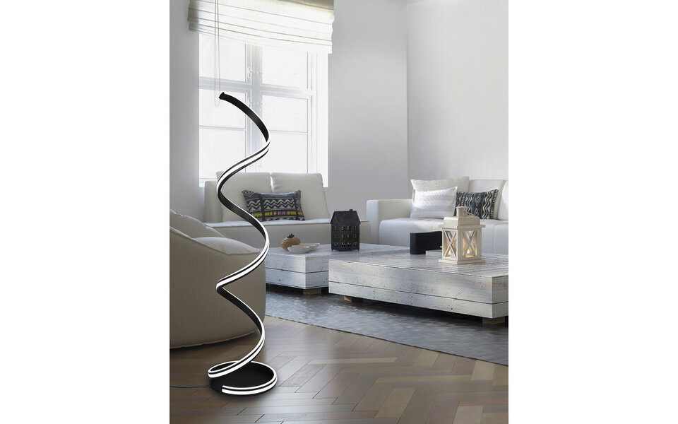 HLW LED Trion Sunico 34W Dimbare LED Vloerlamp - Mat Zwart, Aanpasbare Kleur & Aluminium HLW LED Trion Sunico 34W Dimbare LED Vloerlamp - Mat Zwart, Aanpasbare Kleur & Aluminium