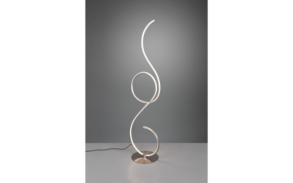 HLW LED Dimbare LED Vloerlamp Trion Jivino 23W - Rond, Mat Nikkel & Aanpasbare Kleur