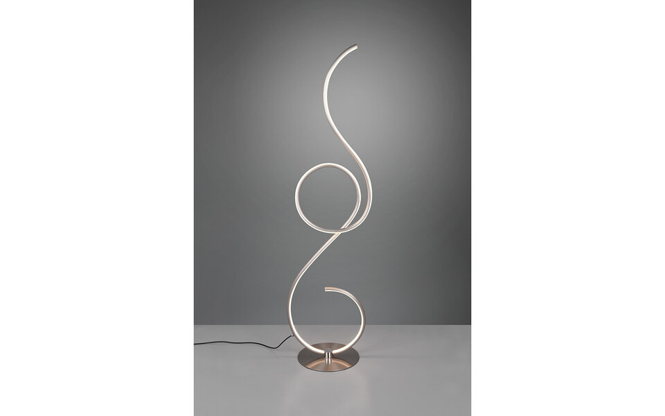 HLW LED Dimbare LED Vloerlamp Trion Jivino 23W - Rond, Mat Nikkel & Aanpasbare Kleur