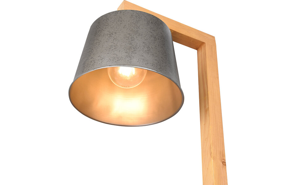 HLW LED LED Vloerlamp Rodano - Mat Bruin Houten Vloerlamp met E27 Fitting & Voetschakelaar