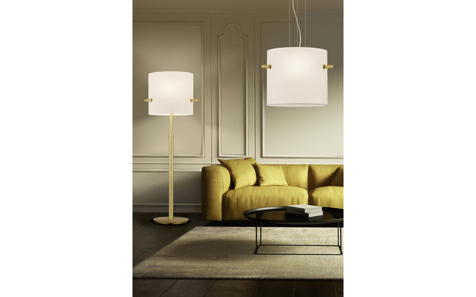 HLW LED LED Vloerlamp Trion Coleno - Mat Gouden Vloerlamp met E27 Fitting en Verstelbare Hoogte