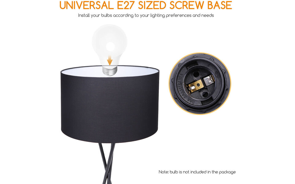 HLW LED LED Vloerlamp Aigi Romino - Zwarte Vloerlamp met E27 Fitting en Voetschakelaar