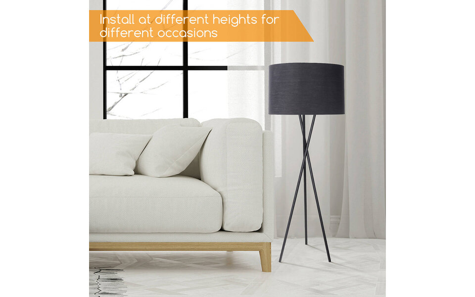 HLW LED LED Vloerlamp Aigi Romino - Zwarte Vloerlamp met E27 Fitting en Voetschakelaar