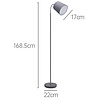 HLW LED LED Vloerlamp Aigi Rolo met E14 fitting - Mat Grijs Aluminium, Rond Lichtvenster