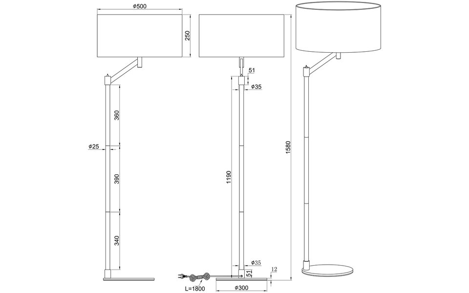 HLW LED Stijlvolle LED Vloerlamp Trion Cindy - Zwarte Vloerlamp met E27 Fitting