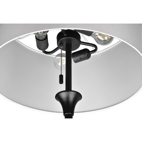 HLW LED LED Vloerlamp Trion Safari - Mat Zwart, 3-lichts Rond, E27 Fitting