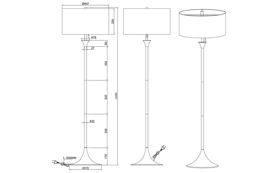 HLW LED LED Vloerlamp Trion Safari - Mat Zwart, 3-lichts Rond, E27 Fitting HLW LED LED Vloerlamp Trion Safari - Mat Zwart, 3-lichts Rond, E27 Fitting