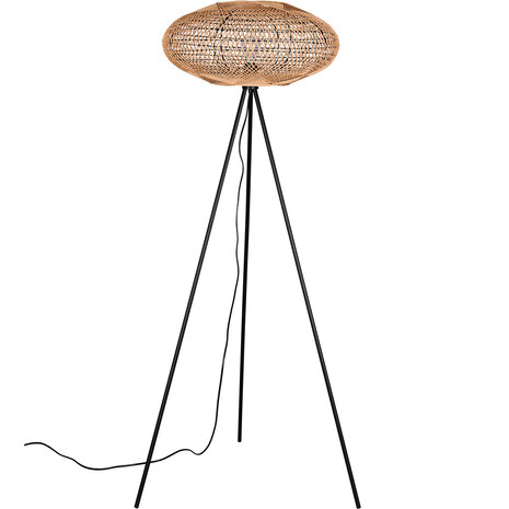 HLW LED LED Vloerlamp Trion Eddie - Mat Zwart Metalen Vloerlamp met E27 Fitting