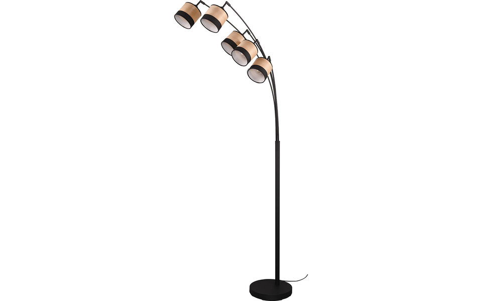 HLW LED LED Vloerlamp Trion Lazo - Mat Zwart Metalen Vloerlamp met 5 Lichtpunten