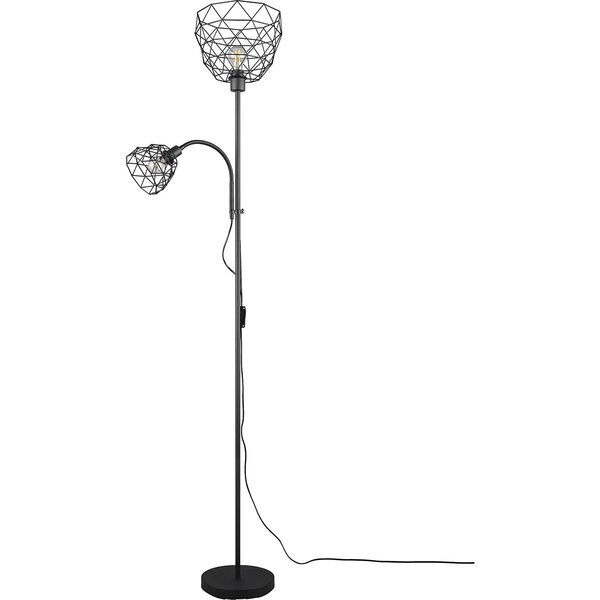 HLW LED LED Vloerlamp Trion Hala - Zwarte Metalen Vloerlamp met Dubbele Lichtpunten