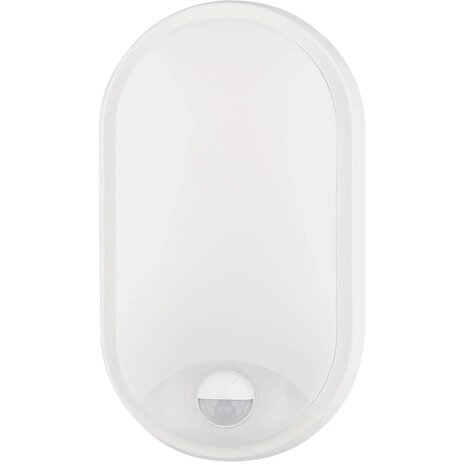 LED Wandlamp met Sensor 15W - Kozolux Porta - Helder Koud Wit 6500K - IP54 - Wit Ovaal