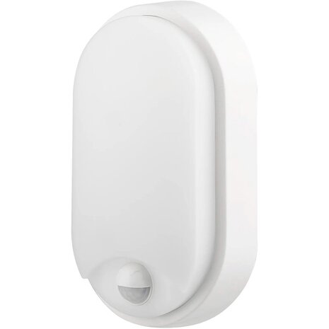 HLW LED LED Wandlamp met Sensor 15W - Kozolux Porta - Helder Koud Wit 6500K - IP54 - Wit Ovaal