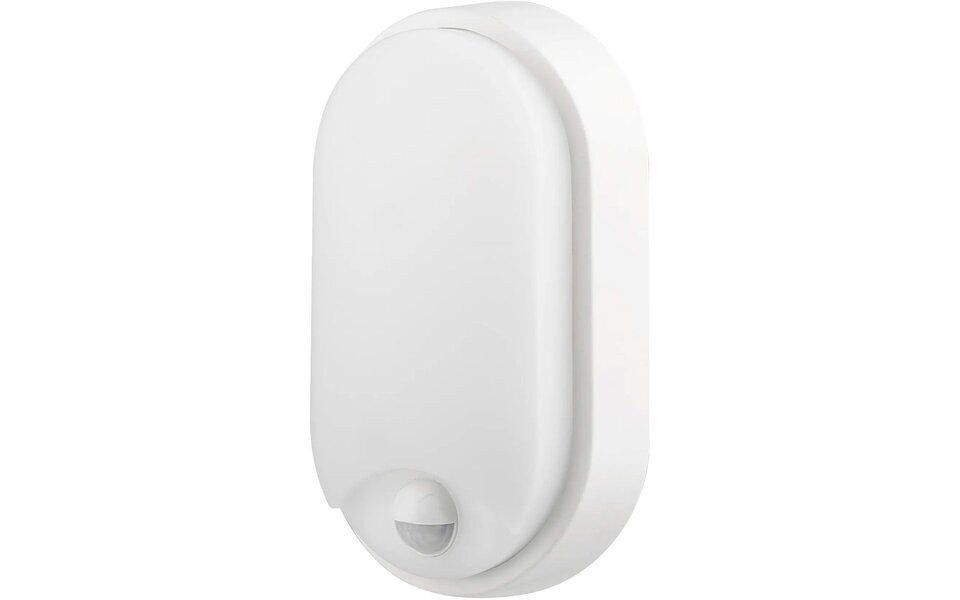 HLW LED LED Wandlamp met Sensor 15W - Kozolux Porta - Helder Koud Wit 6500K - IP54 - Wit Ovaal
