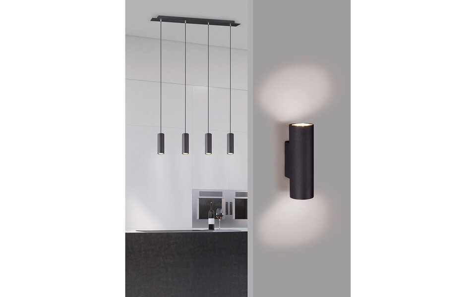 HLW LED LED Wandlamp Trion Mary Up & Down - Mat Zwart Aluminium met GU10 Fitting