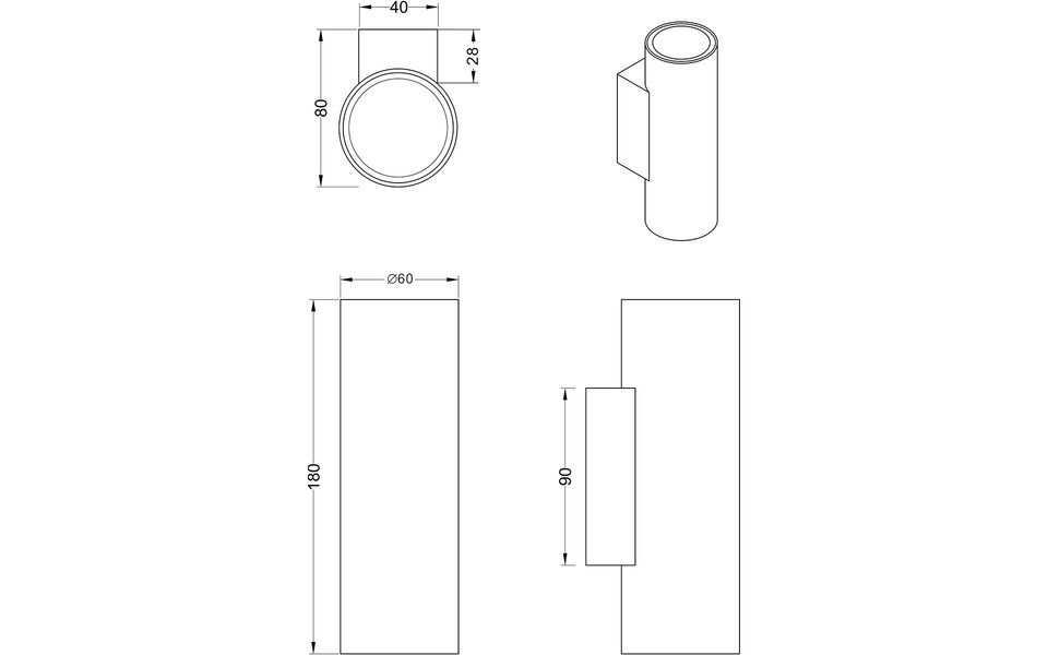 HLW LED LED Wandlamp Trion Mary Up & Down - Mat Zwart Aluminium met GU10 Fitting