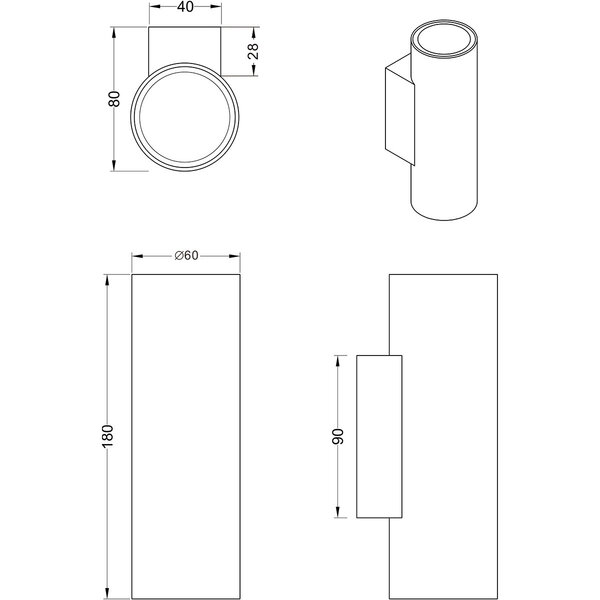 HLW LED LED Wandlamp Trion Mary Up & Down - Mat Zwart Aluminium met GU10 Fitting HLW LED LED Wandlamp Trion Mary Up & Down - Mat Zwart Aluminium met GU10 Fitting