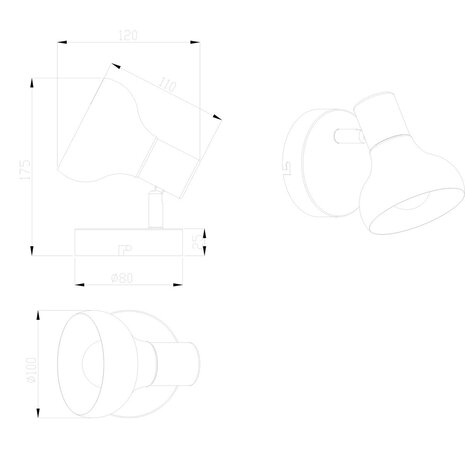 HLW LED LED Wandspot Trion Livori - Metalen witte spot met E14 fitting, ideaal voor LED verlichting HLW LED LED Wandspot Trion Livori - Metalen witte spot met E14 fitting, ideaal voor LED verlichting
