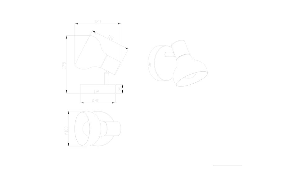 HLW LED LED Wandspot Mat Zwart - Metalen LED Spot met E14 Fitting voor Gerichte Verlichting