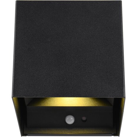 HLW LED LED Wandlamp met Sensor - Mat Zwart, Warm Wit 3000K, 5W, Oplaadbaar, Tuin Wandlamp