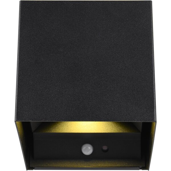 HLW LED LED Wandlamp met Sensor - Mat Zwart, Warm Wit 3000K, 5W, Oplaadbaar, Tuin Wandlamp