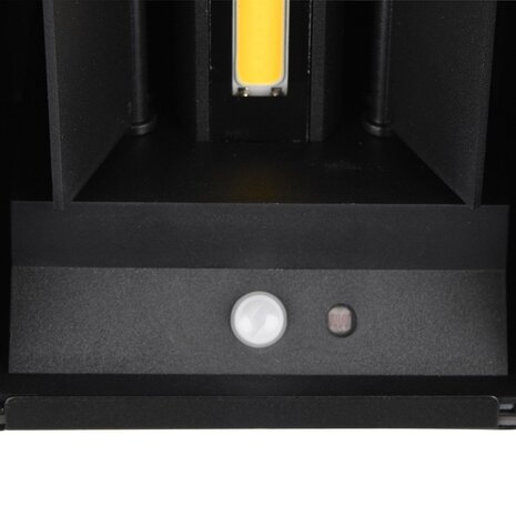 HLW LED LED Wandlamp met Sensor - Mat Zwart, Warm Wit 3000K, 5W, Oplaadbaar, Tuin Wandlamp