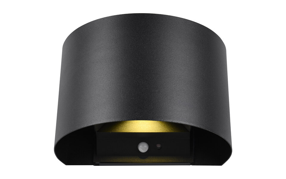 HLW LED LED Wandlamp Tuinverlichting 5W Warm Wit 3000K Met Sensor Mat Zwart Metaal