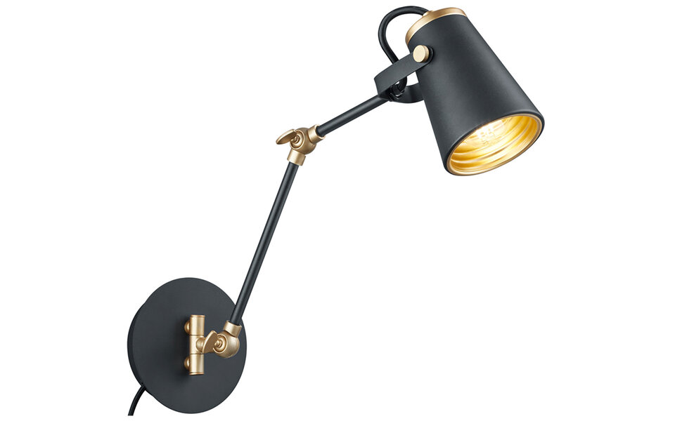 HLW LED LED Wandlamp Mat Zwart - Draaibare LED Vloerlamp met E14 Fitting en Aluminium