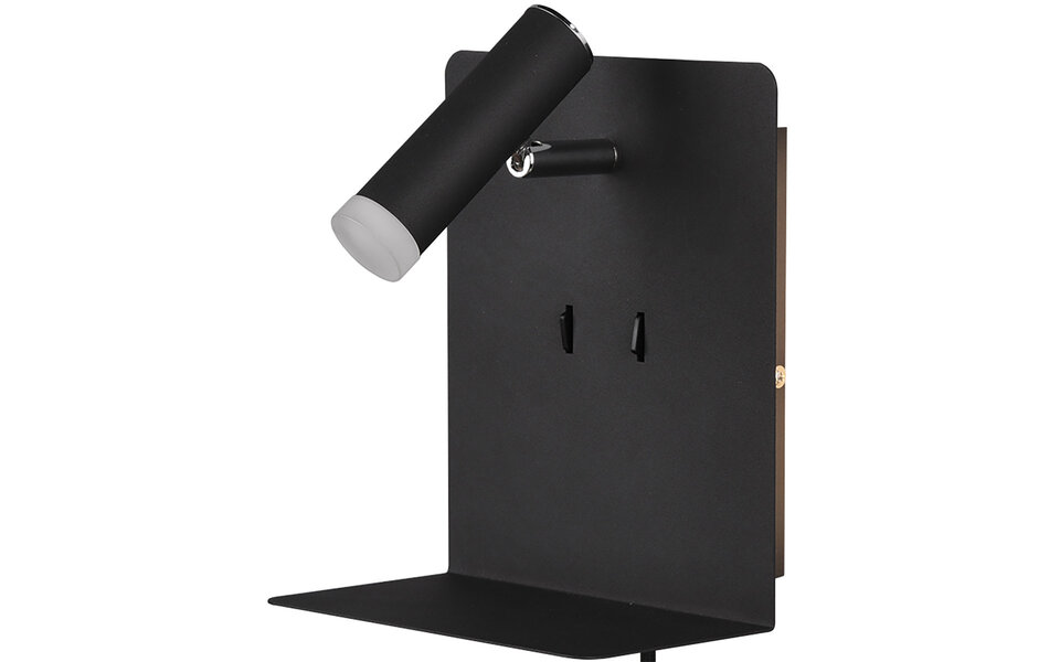 HLW LED LED Wandlamp 6W Warm Wit 2700K–3000K Mat Zwart met USB Oplaadfunctie