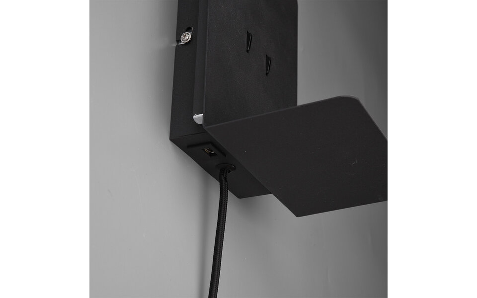 HLW LED LED Wandlamp 6W Warm Wit 2700K–3000K Mat Zwart met USB Oplaadfunctie