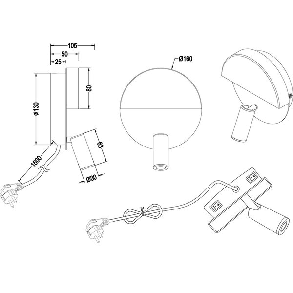 HLW LED LED Wandlamp Trion Marano - 8W Warm Wit 3000K - Mat Zwart Aluminium