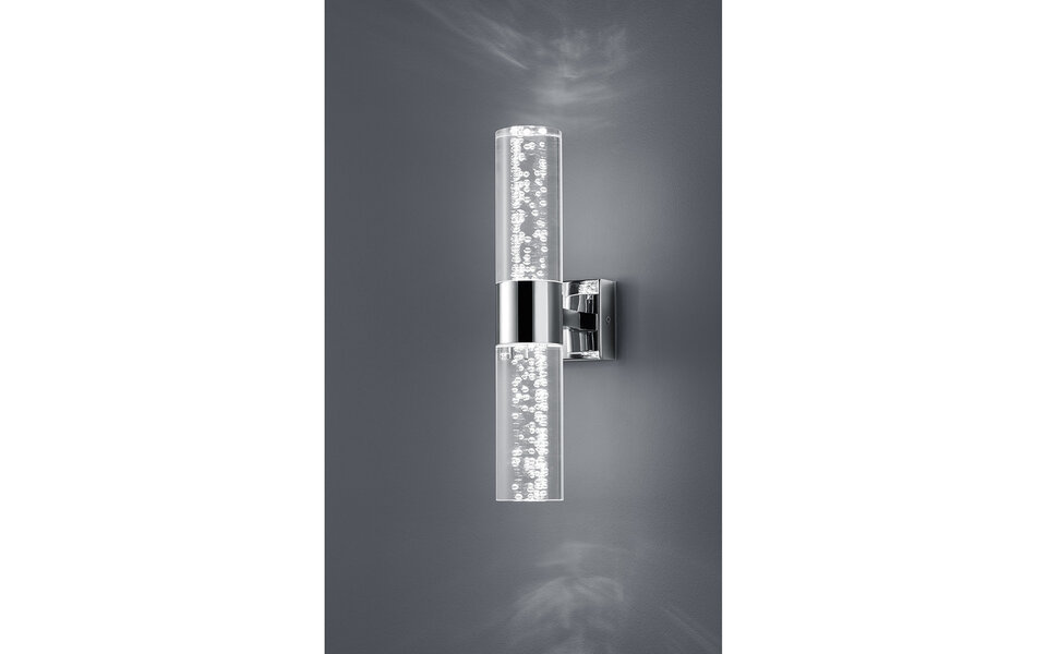 HLW LED LED Wandlamp Trion Balo - 2-lichts 6W LED, Warm Wit 2700K–3000K, Glans Chroom & Aluminium