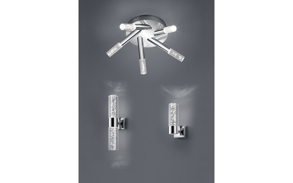 HLW LED LED Wandlamp Trion Balo - 2-lichts 6W LED, Warm Wit 2700K–3000K, Glans Chroom & Aluminium