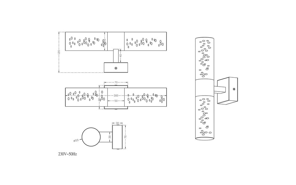 HLW LED LED Wandlamp Trion Balo - 2-lichts 6W LED, Warm Wit 2700K–3000K, Glans Chroom & Aluminium