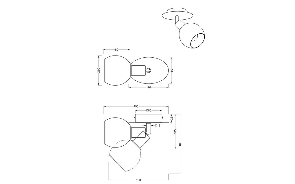 HLW LED LED Wandspot Trion Brista - Glans Chroom, E14 Fitting - 1-lichts LED Spot