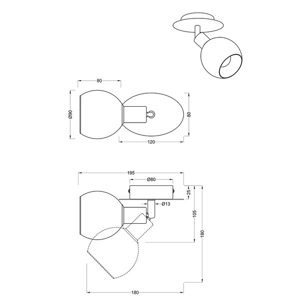 HLW LED LED Wandspot Trion Brista - Glans Chroom, E14 Fitting - 1-lichts LED Spot HLW LED LED Wandspot Trion Brista - Glans Chroom, E14 Fitting - 1-lichts LED Spot