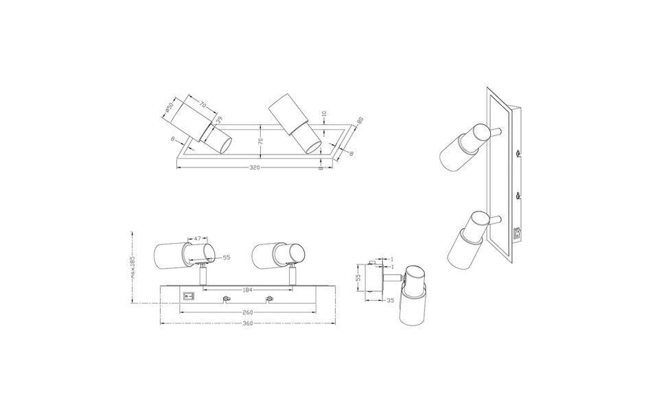 HLW LED LED Wandspot 8W Warm Wit 3000K - Mat Chroom, Aluminium & Verstelbare LED Spot