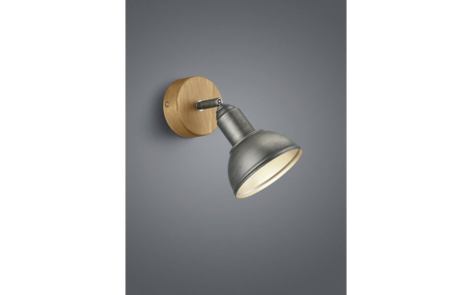 HLW LED LED Wandspot Trion Delvira - Rond, Antiek Nikkel, E14 Fitting, 1-lichts