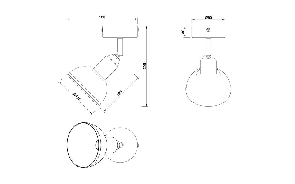 HLW LED LED Wandspot Trion Delvira - Rond, Antiek Nikkel, E14 Fitting, 1-lichts
