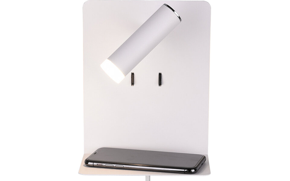 HLW LED LED Wandlamp Trion Elonant - 6W Warm Wit 3000K USB Oplaadfunctie - Mat Wit Aluminium HLW LED LED Wandlamp Trion Elonant - 6W Warm Wit 3000K USB Oplaadfunctie - Mat Wit Aluminium