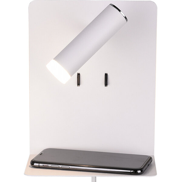HLW LED LED Wandlamp Trion Elonant - 6W Warm Wit 3000K USB Oplaadfunctie - Mat Wit Aluminium