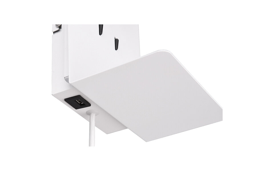 HLW LED LED Wandlamp Trion Elonant - 6W Warm Wit 3000K USB Oplaadfunctie - Mat Wit Aluminium HLW LED LED Wandlamp Trion Elonant - 6W Warm Wit 3000K USB Oplaadfunctie - Mat Wit Aluminium