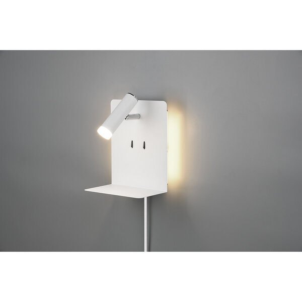 HLW LED LED Wandlamp Trion Elonant - 6W Warm Wit 3000K USB Oplaadfunctie - Mat Wit Aluminium