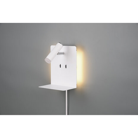 HLW LED LED Wandlamp Trion Elonant - 6W Warm Wit 3000K USB Oplaadfunctie - Mat Wit Aluminium