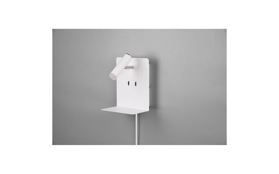 HLW LED LED Wandlamp Trion Elonant - 6W Warm Wit 3000K USB Oplaadfunctie - Mat Wit Aluminium HLW LED LED Wandlamp Trion Elonant - 6W Warm Wit 3000K USB Oplaadfunctie - Mat Wit Aluminium