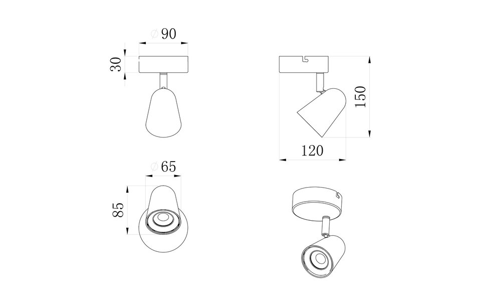 HLW LED LED Wandspot Trion Toluno - 3W LED Spot Warm Wit 3000K Mat Zwart Design