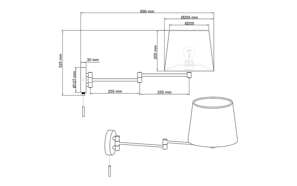 HLW LED LED Wandlamp Trion Dyon - Mat Nikkel, Aluminium, E27 Fitting, Verstelbare Arm HLW LED LED Wandlamp Trion Dyon - Mat Nikkel, Aluminium, E27 Fitting, Verstelbare Arm